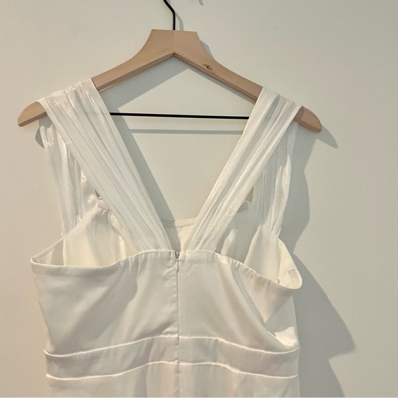 Lena Tuxedo Satin Jumpsuit White Fully Lined Style# R1246 - Picture 7 of 16